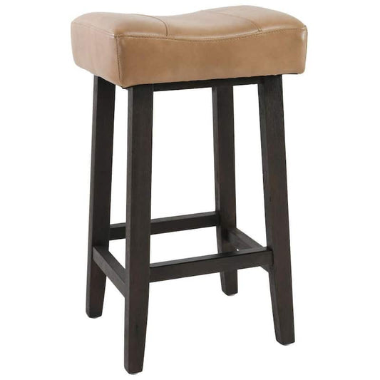12.8 in. Beige Wooden Frame Leatherette Backless Counter Stool