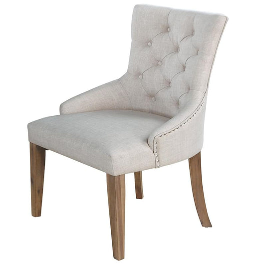 Zoey Beige Tufted Linen Parsons Chair (Set of 2)