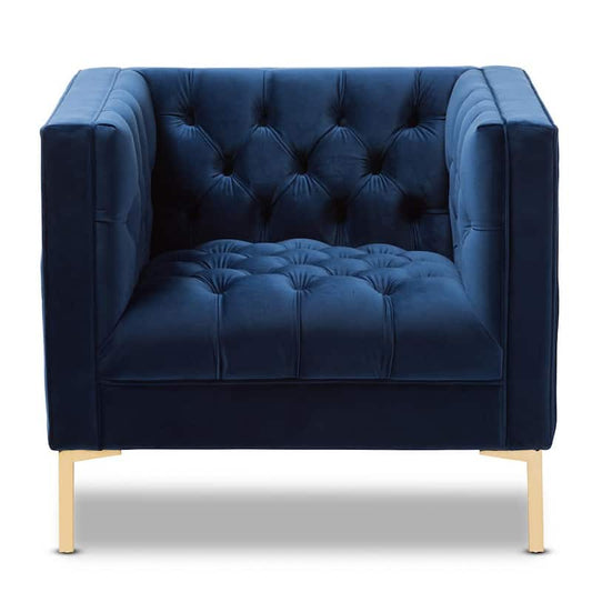 Zanetta Blue Fabric Upholstered Lounge Chair