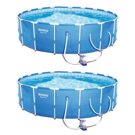 12 ft. Round by 30 in. D Steel Frame Hard Sided Above Ground Pool Set with Filter Pump (2-Pack)