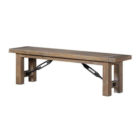 15 in. L x 62 in. W x 18 in. H Brown Acacia Wood Bench with Thick Block Legs