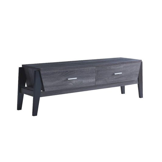 15.5 in. Gray TV Media Entertainment Console with 2 Drawers Fits Upto 60 in. Tv
