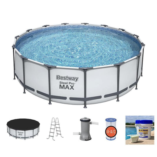 15 ft. x 48 in. Steel Pro Max Round Frame Above Ground Swimming Pool Set