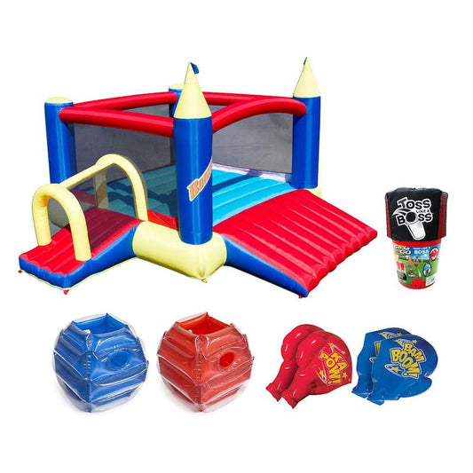 114 in. x 146 in. x 84 in. Rectangular Slide N Fun PVC Slide and Bounce House Set, Multicolored