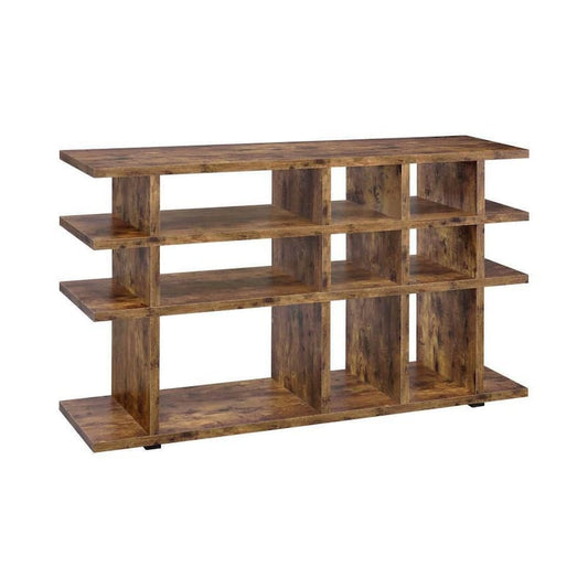 15.25 in. Rustic Brown 3 Tier Divided Shelves Vertical Bookcase
